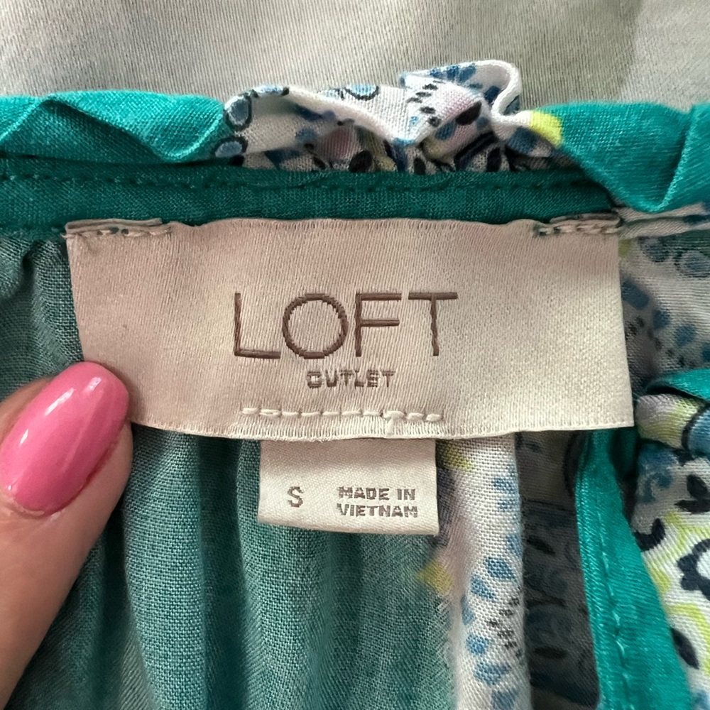 LOFT Turquoise Patterned Sundress - Picture 5 of 6